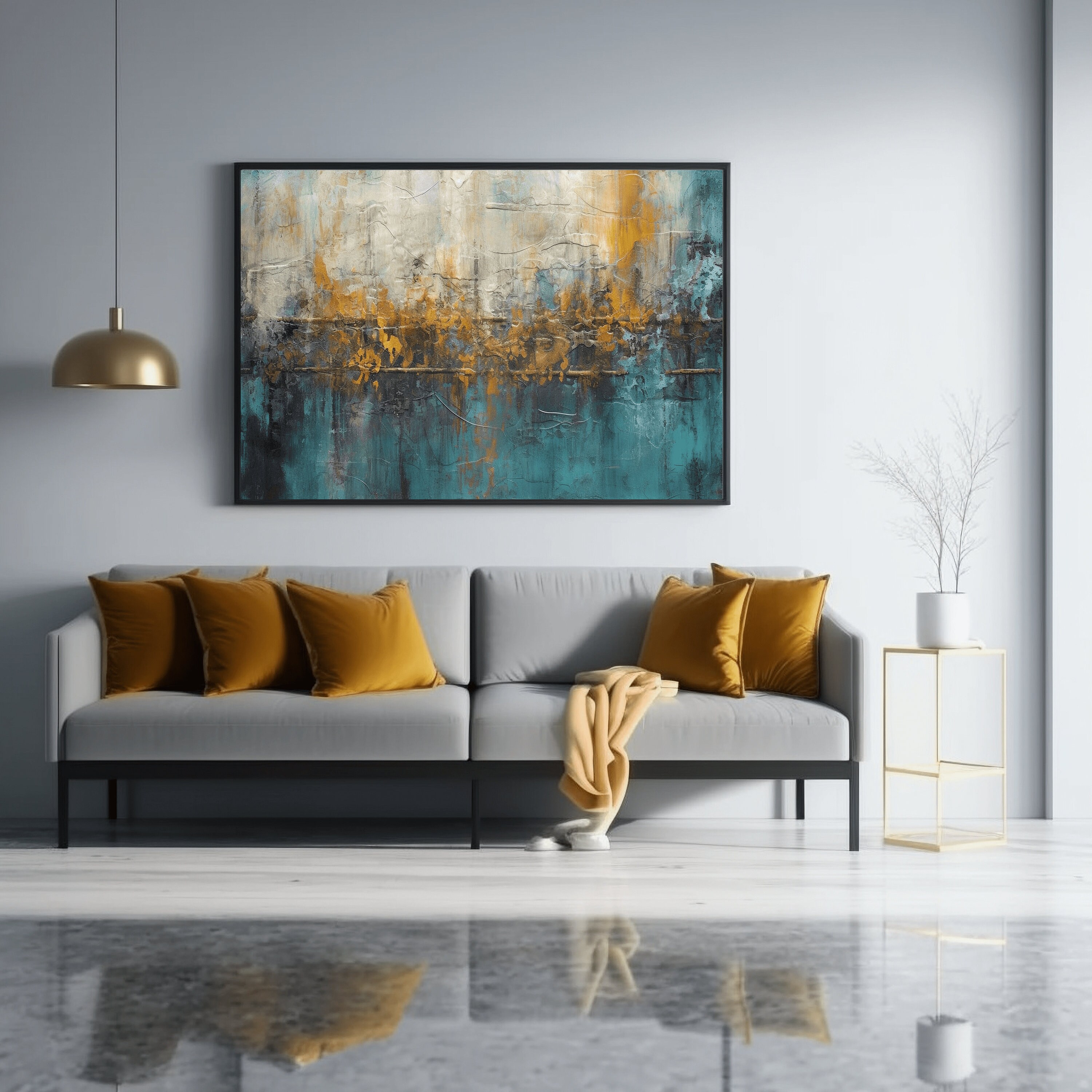 Teal Gold Abstract Art Print: Modern Wall Decor (digital Download) - Etsy