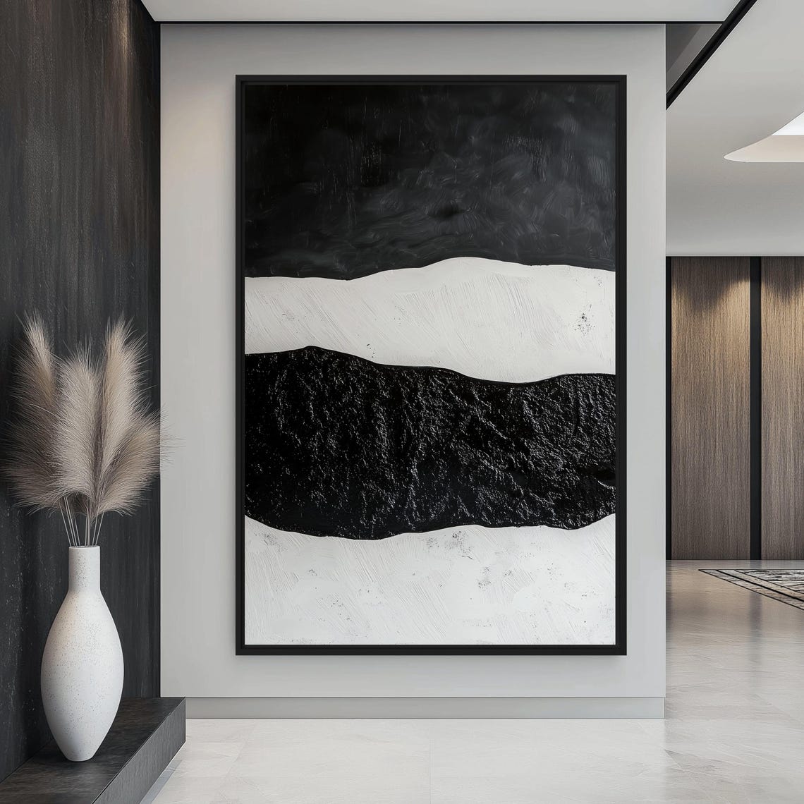 Black and White Wabi Sabi Framed Canvas: Japandi Wall Art - Etsy