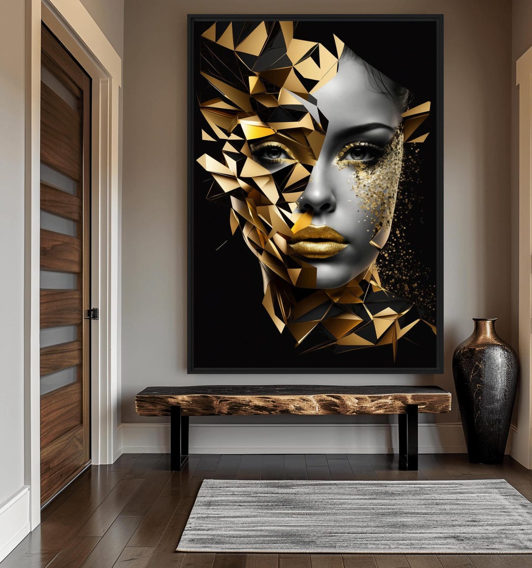 Gold and Black Woman Abstract Canvas Print: Modern Wall Decor - Etsy