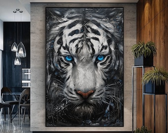 White Tiger Art Print: Modern Animal Poster (Digital Download)
