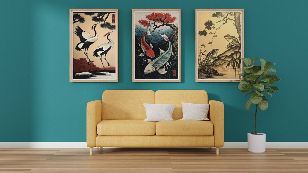 Japanese Digital Prints Set of 3, Japanese Wall Art, Japanese Decor