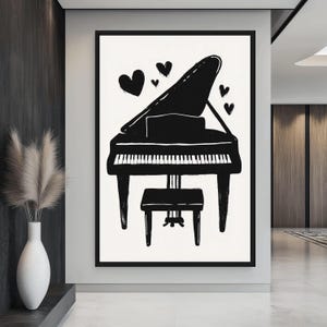 Piano Canvas Wall Art: Black and White Jazz Music Print