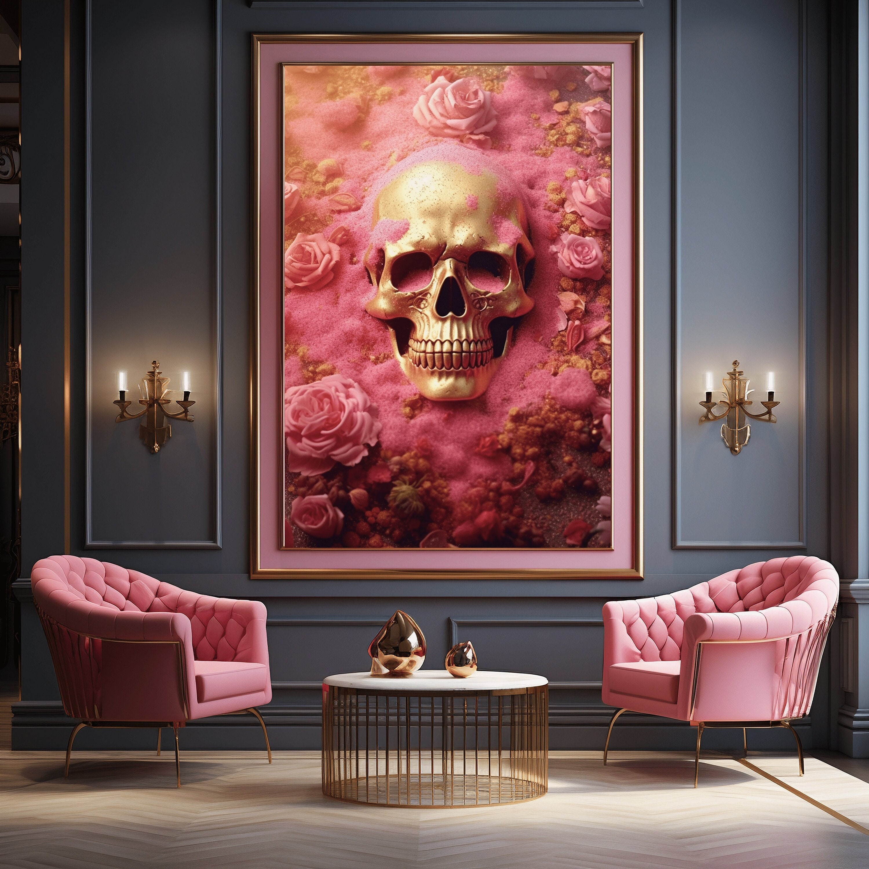 Midas Touch - Skeleton King & Gold Skull Canvas Wall Art - Luxury