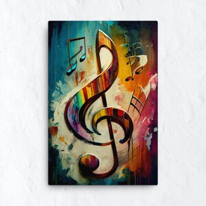 Music Note Abstract Art Canvas, Music Art, Music Wall Art, Music Notes ...