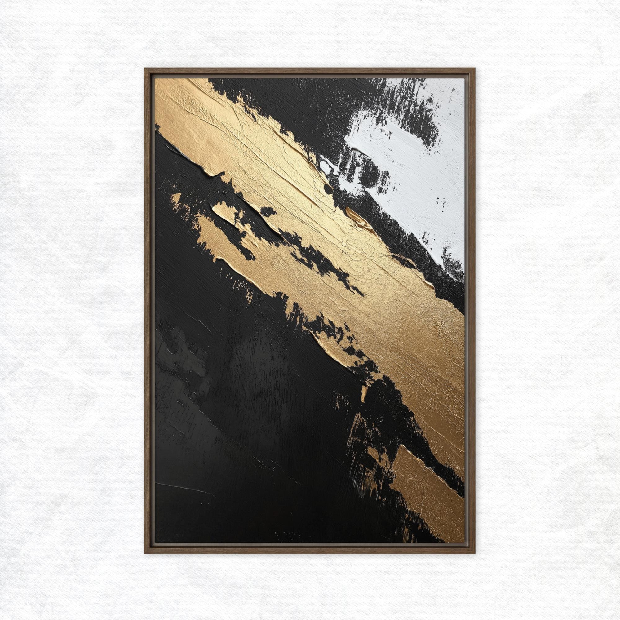 Black Gold Abstract Art: Modern Framed Canvas Wall Decor - Etsy