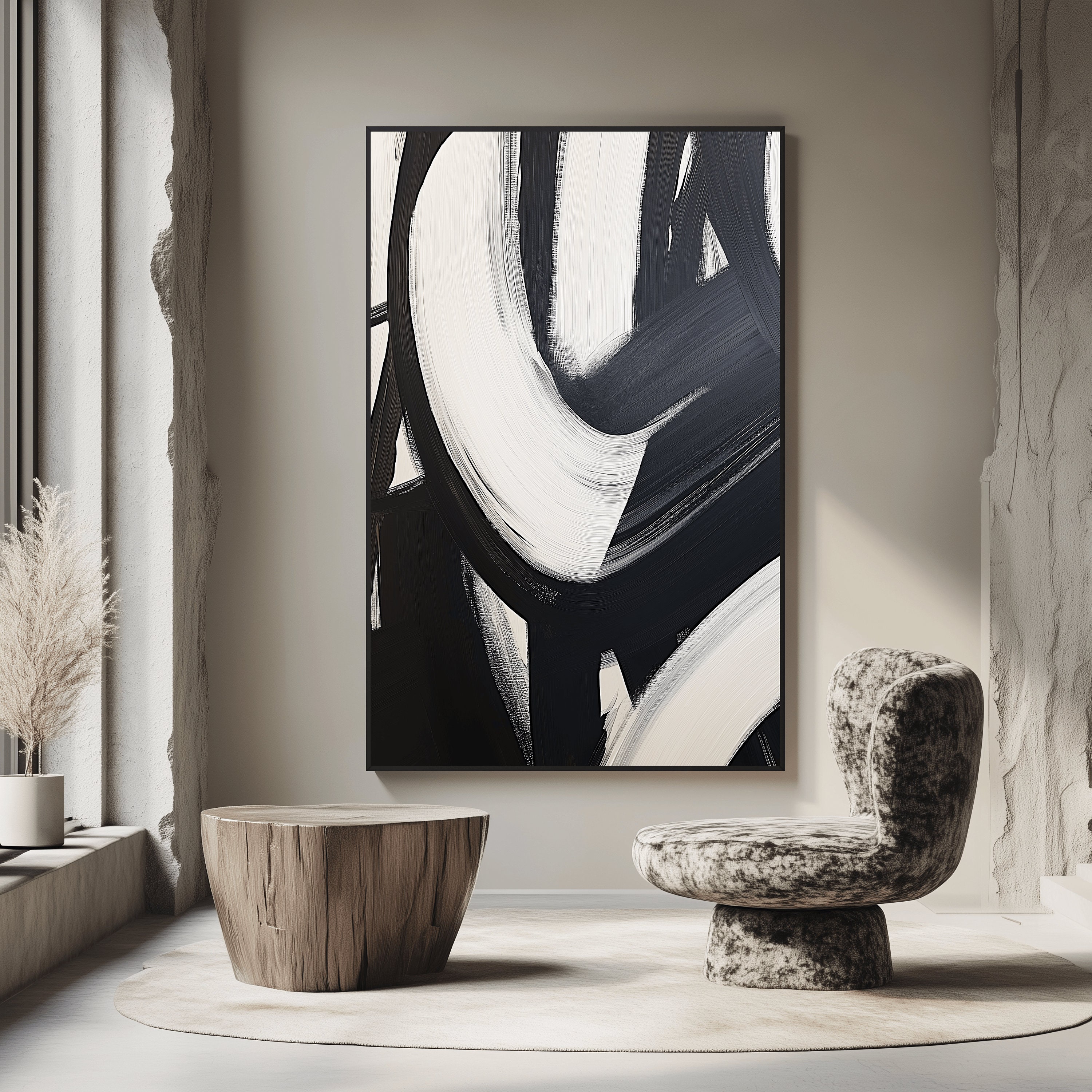 Black and White Abstract Art Print: Modern Wall Decor (digital Download ...