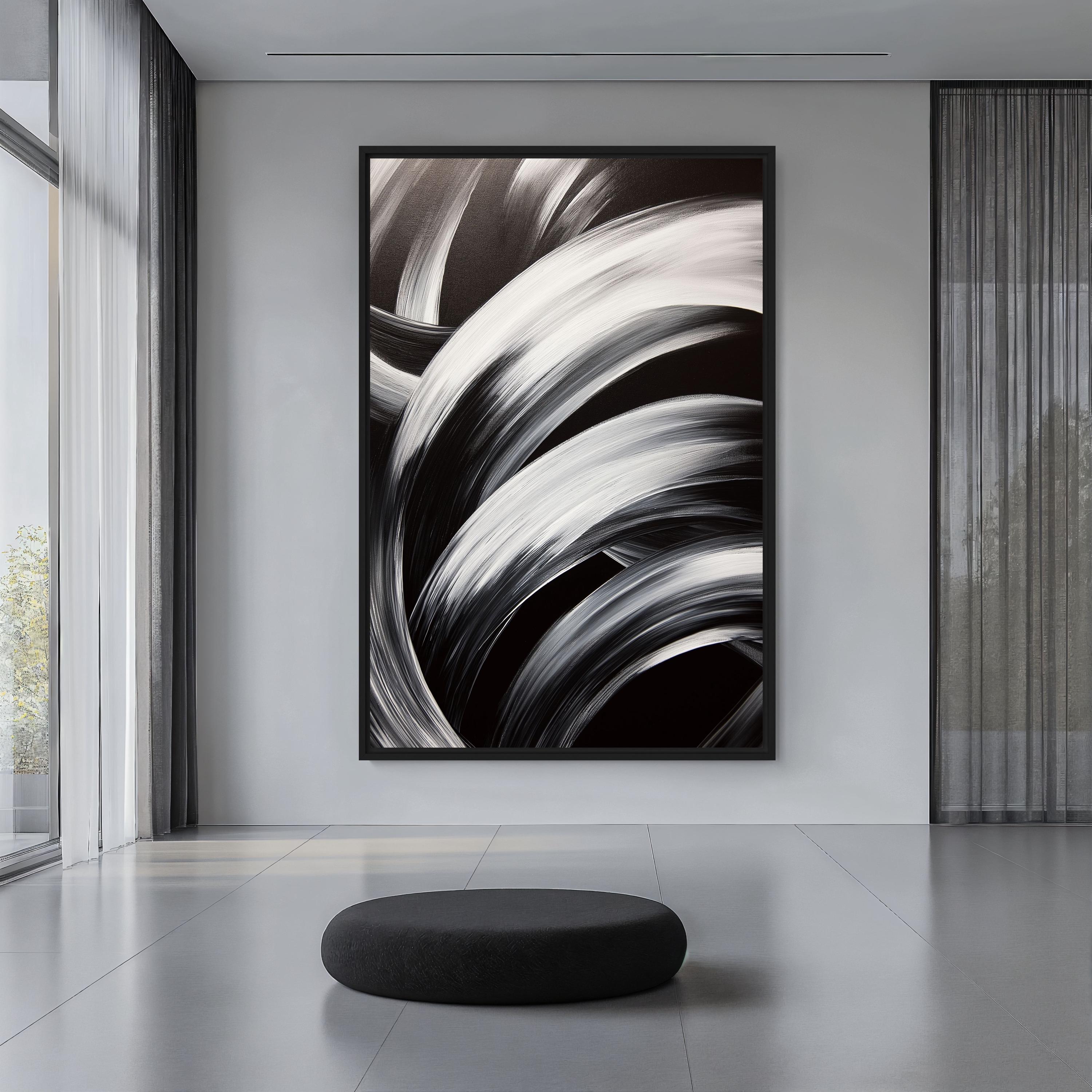 Black and White Abstract Brushstroke Art Print (digital Download) - Etsy