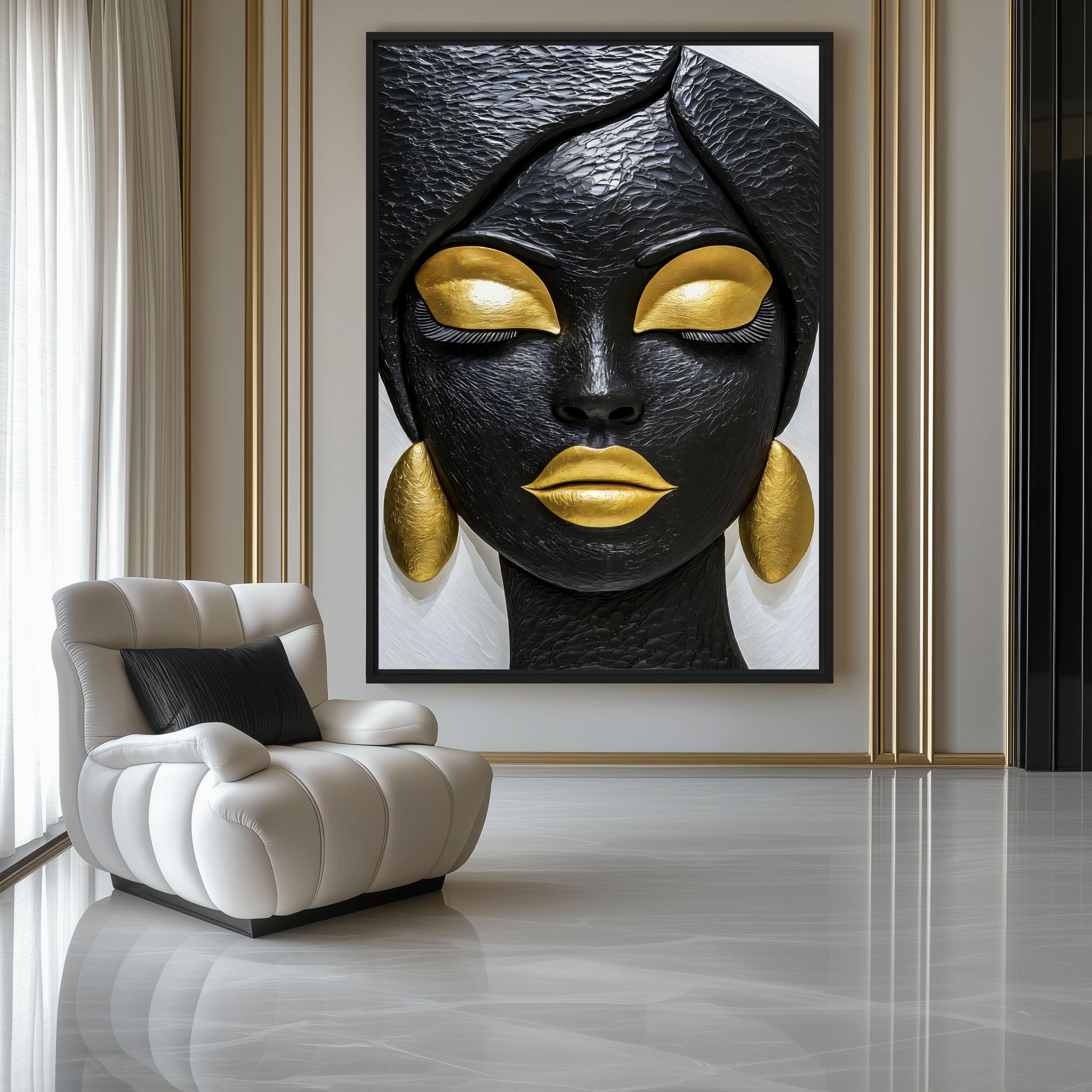 Black and Gold African Woman Canvas Art: Afrocentric Ethnic Decor - Etsy