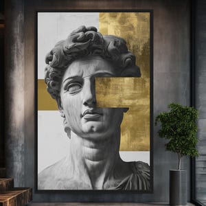 David Statue Framed Canvas Print: Michelangelo Greek Art