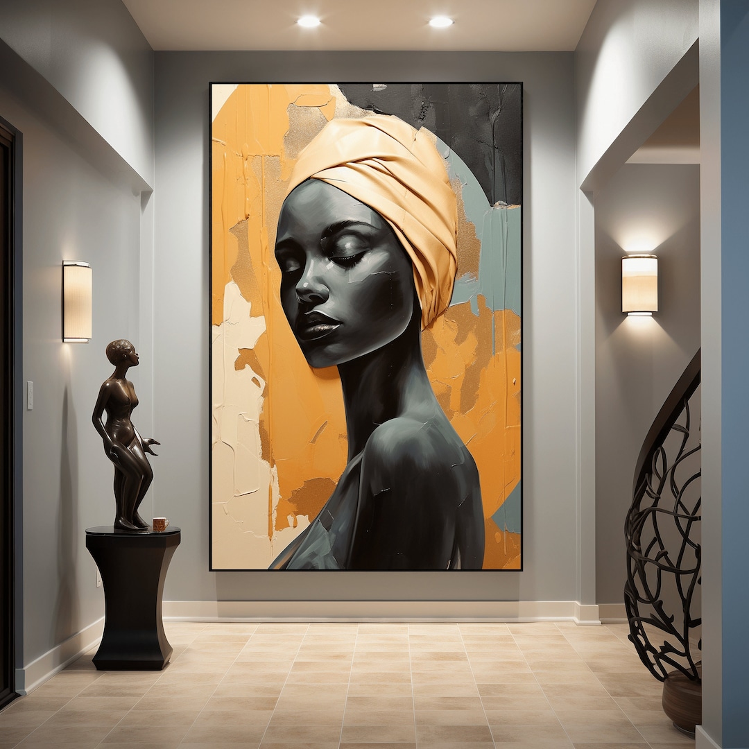 African Woman Abstract Art Digital Print, African American Art, Black