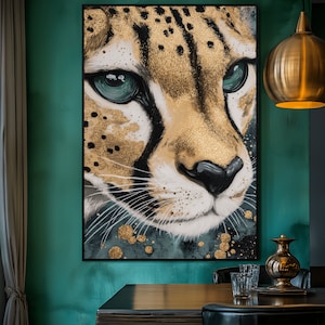 Cheetah Modern Art Digital Print, Cheetah Wall Art, Cheetah Print, Cheetah Decor, Wildlife Art, Elegant Wall Art, Animal Wall Art, Wall Art