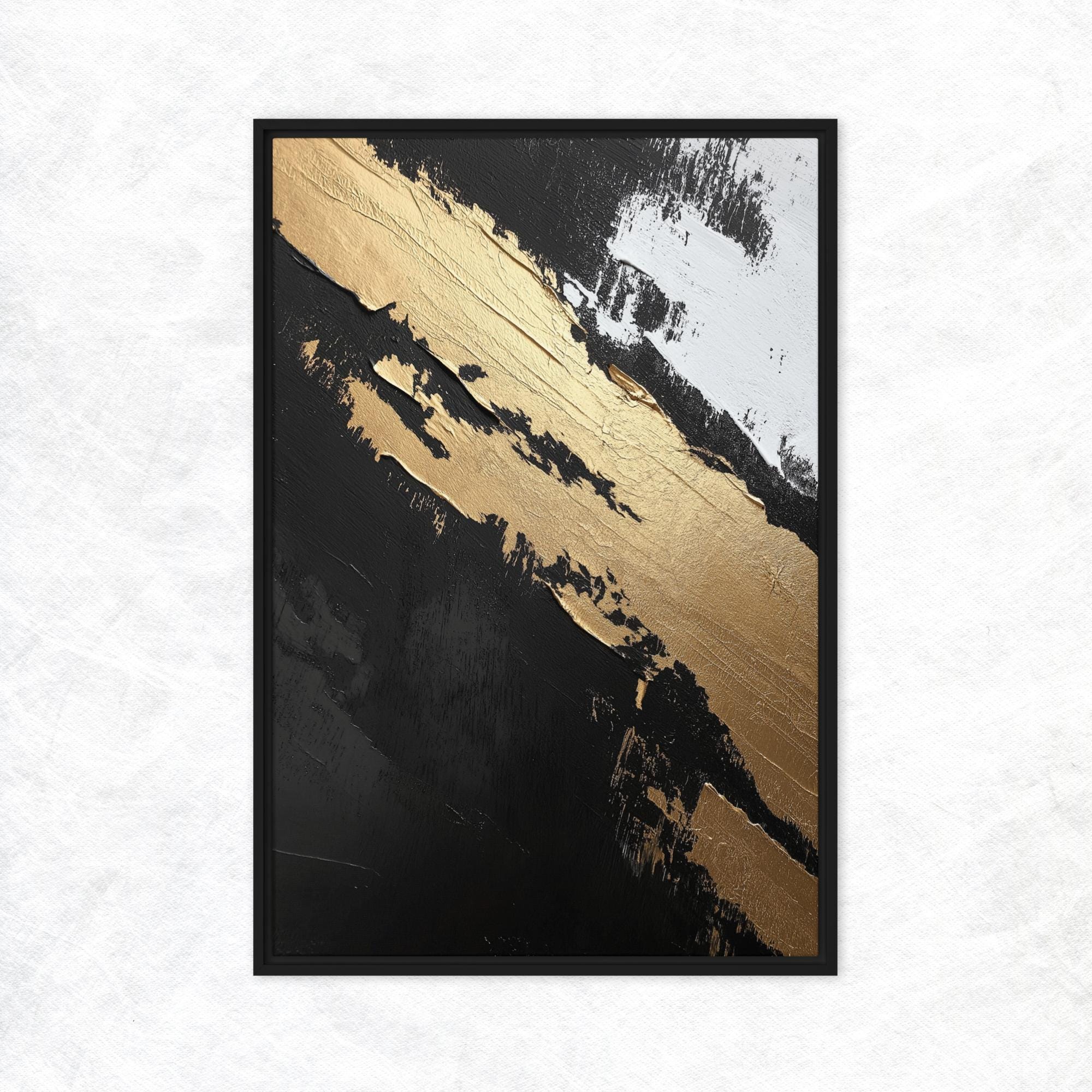 Black Gold Abstract Art: Modern Framed Canvas Wall Decor - Etsy