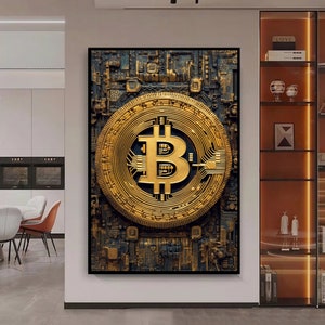 Bitcoin Abstract Digital Print, Bitcoin, Bitcoin Art, Crypto Art, Crypto, Bitcoin Poster, Btc Art, Digital Print, Office Art, Large Wall Art