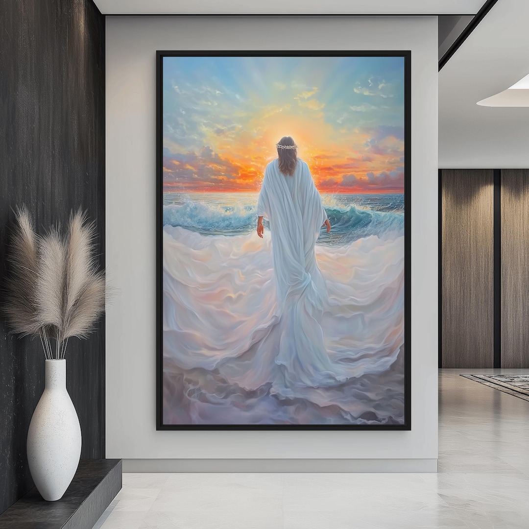 Jesus Walking on Water Framed Canvas: Bible Verse Wall Art - Etsy