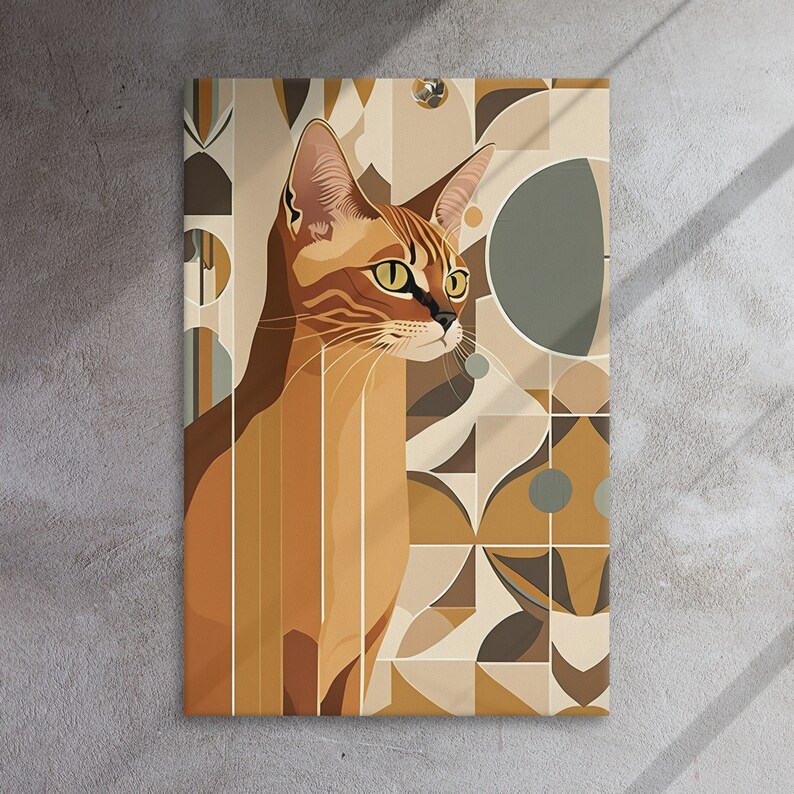 Cat Abstract Canvas Wall Art Cat Wall Art Digital Art Cat Etsy