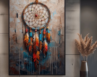 Dreamcatcher Framed Poster: Spiritual Feather Wall Art
