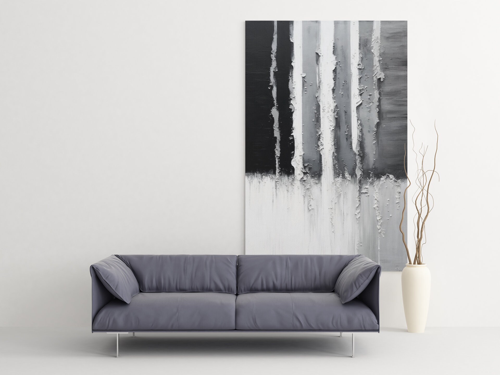 Black and White Abstract Canvas Print: Modern Minimalist Wall Art - Etsy