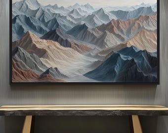 Colorful Mountain Landscape Art Print: Abstract Living Room Decor (Digital Download)
