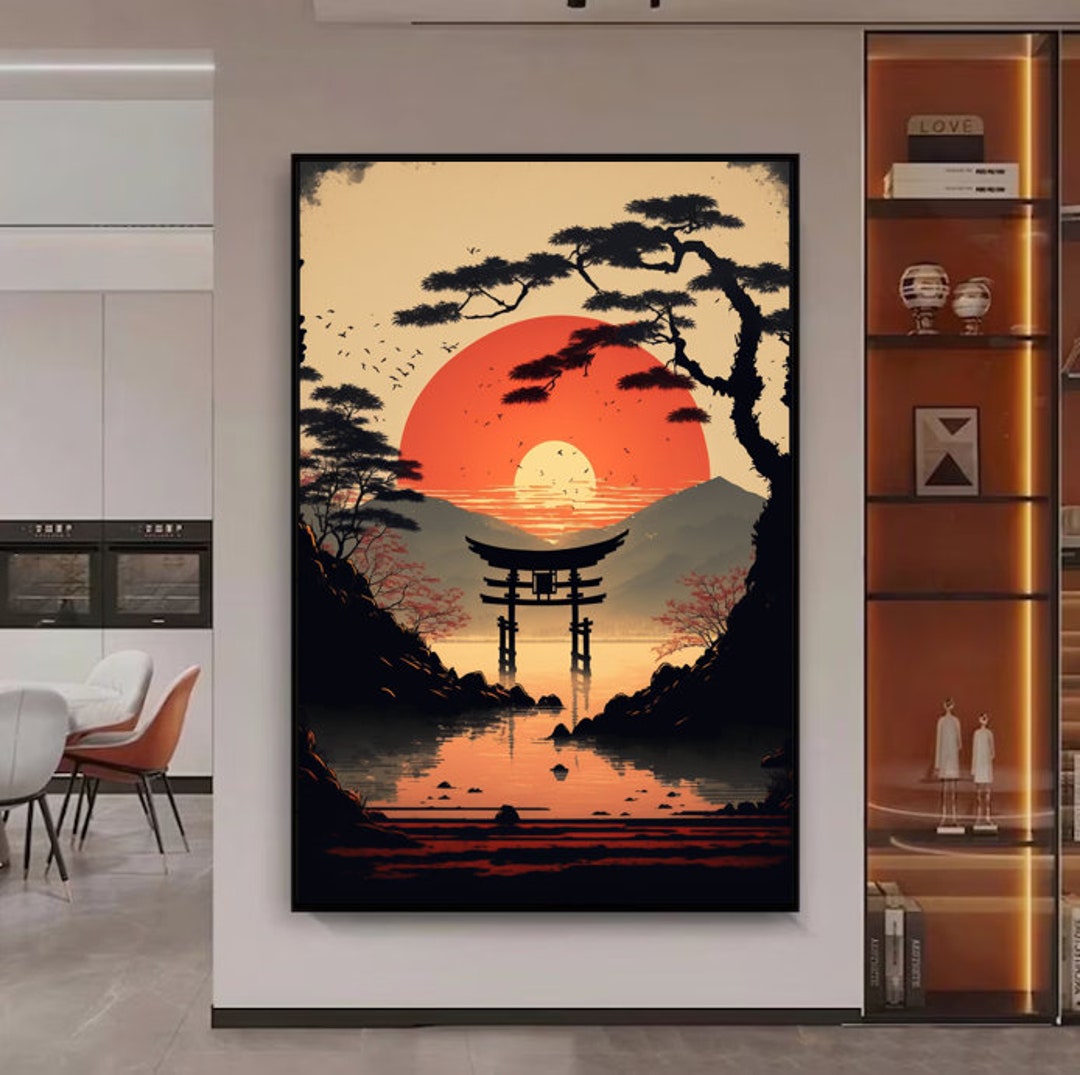 Japanese Landscape Wall Art Canvas, Japanese Landscape Art, Japanese