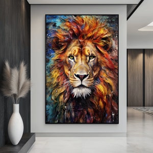 Lion Colorful Abstract Digital Print, Lion Wall Art, Lion Painting, Lion Print, Colorful Wall Art, Abstract Art, Digital Print, Home Decor