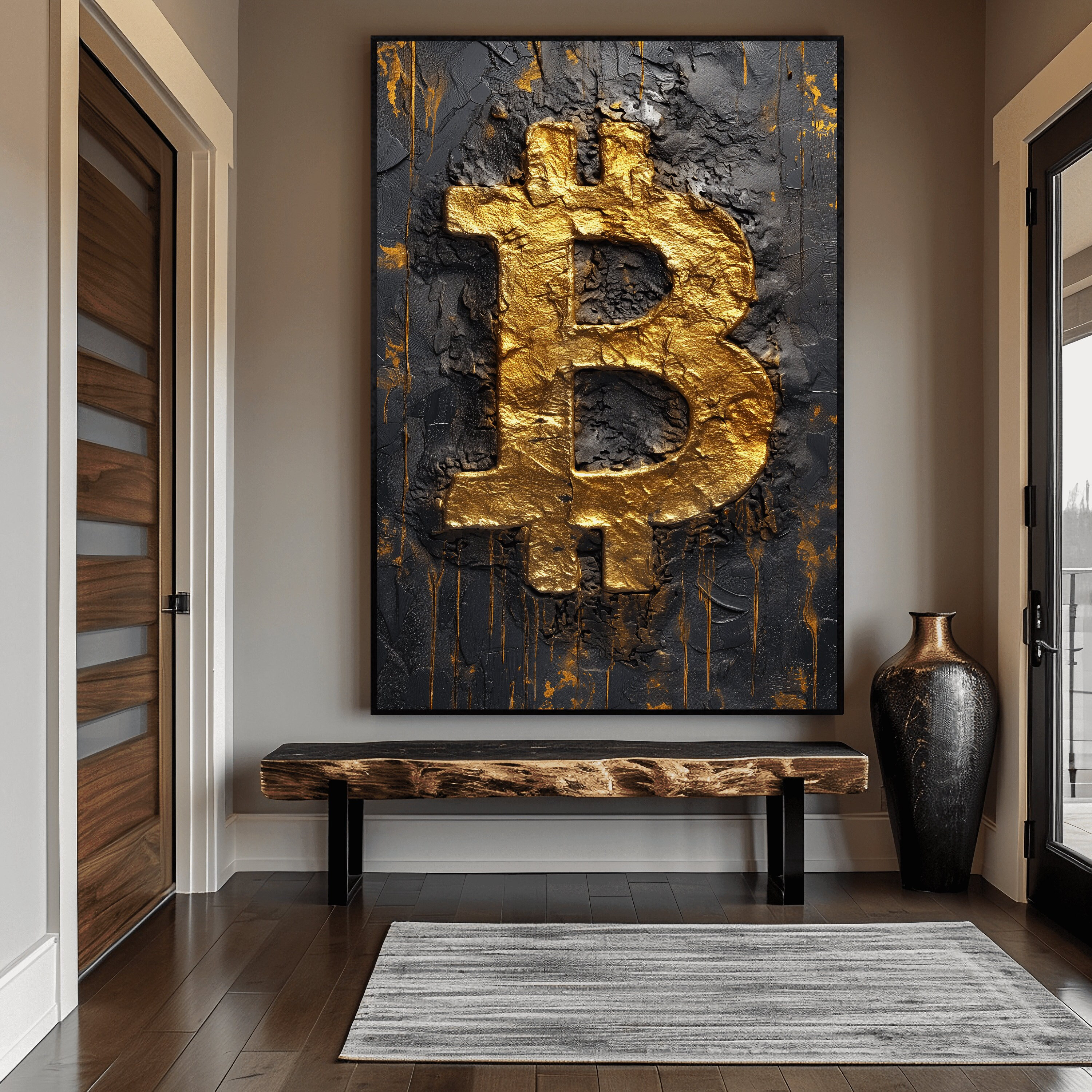 Bitcoin Abstract Art Framed Poster, Bitcoin, Bitcoin Art, Bitcoin Wall Art, Bitcoin Poster, Bitcoin Painting, Bitcoin Print, Crypto, Btc Art