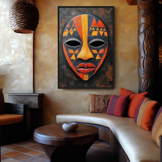 Colorful African Mask Print: Tribal Ethnic Wall Art (Digital Download)