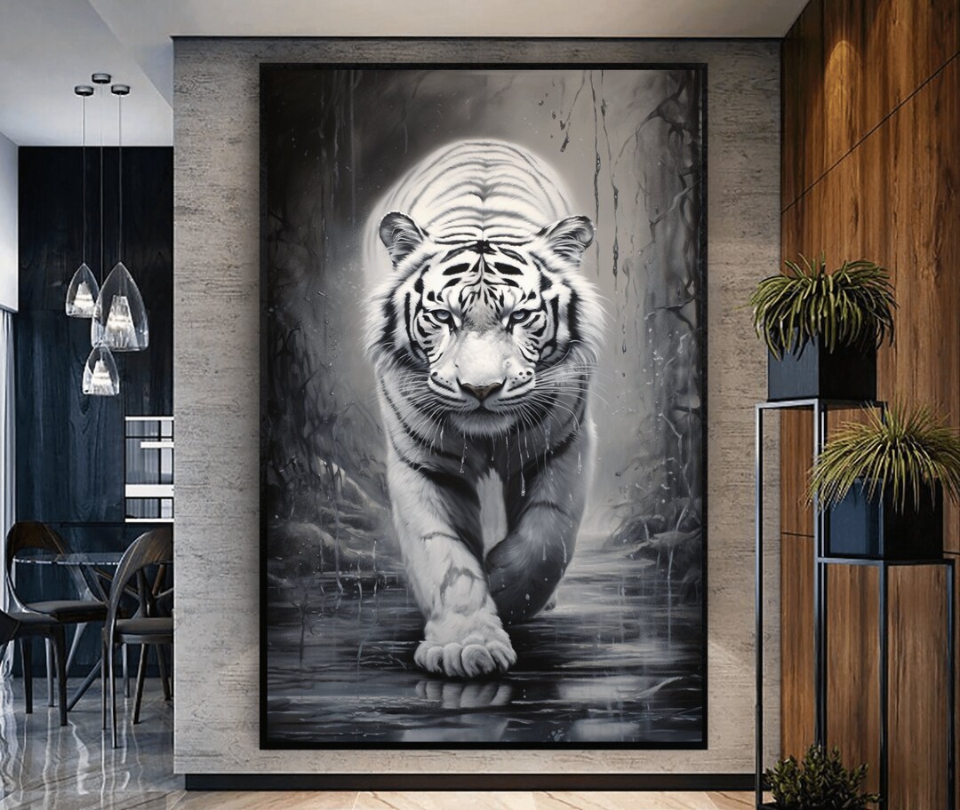 White Tiger Framed Poster Tiger Tiger Print White Tiger Etsy