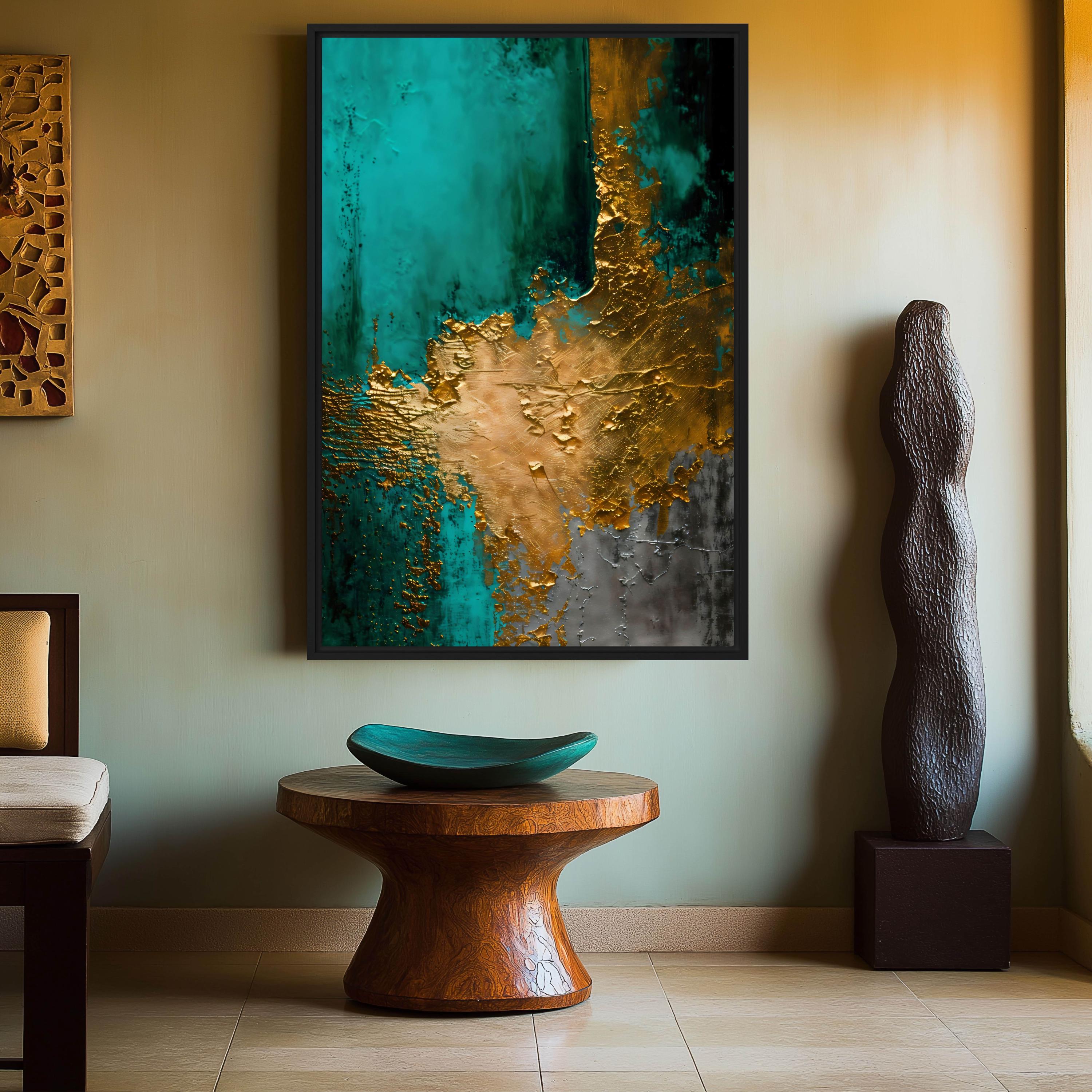 Teal Gold Abstract Art Print: Modern Wall Decor (digital Download) - Etsy