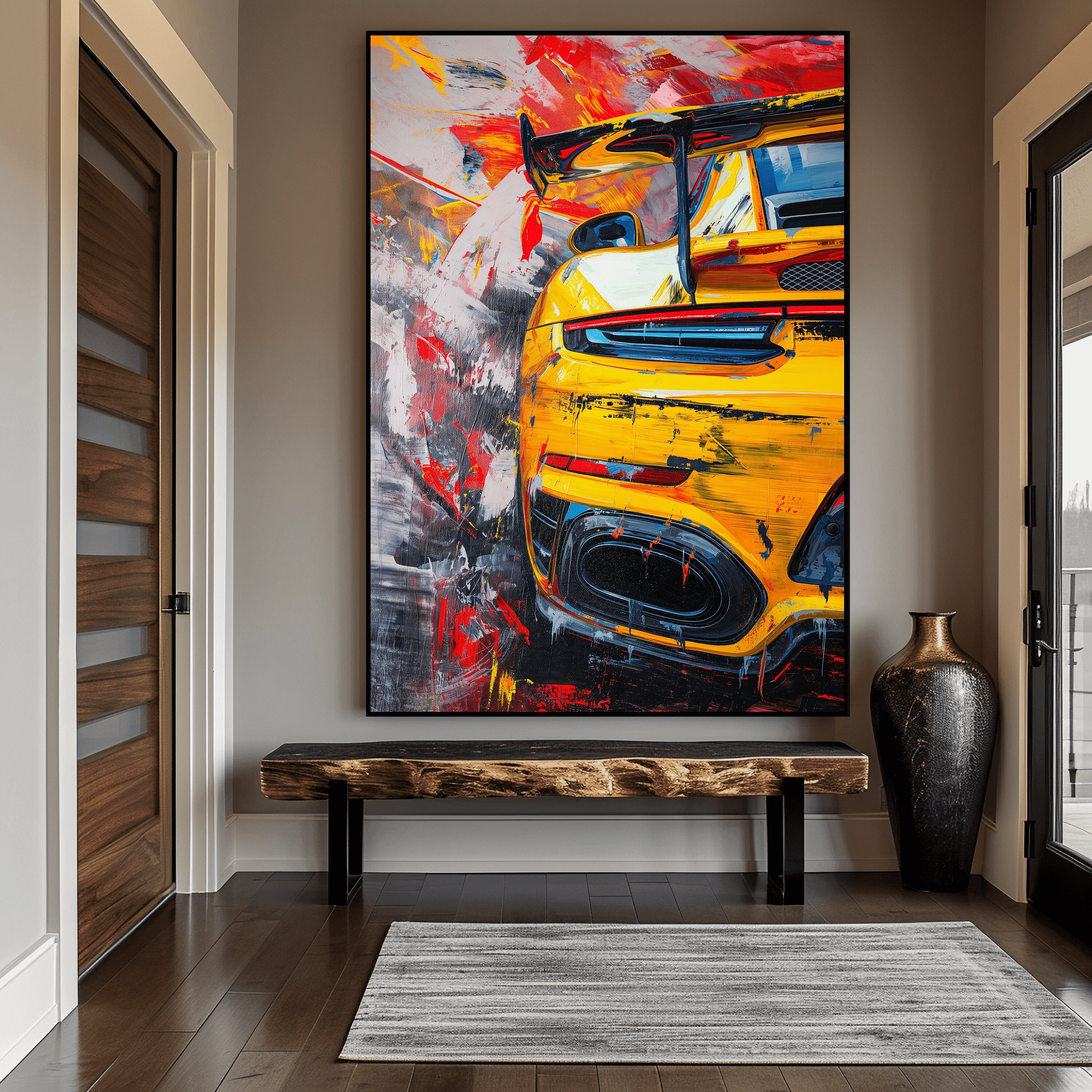 Abstract Sports Car Art Print: Modern Race Car Wall Decor (digital