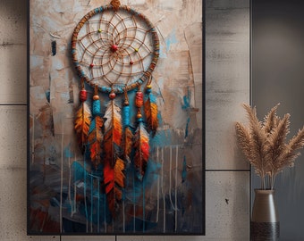 Feather Dreamcatcher Art: Spiritual Home Decor (Digital Print)