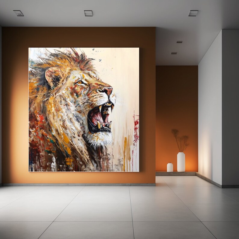 Lion Abstract Wall Art Canvas Lion Wall Art Lion Canvas Wall Etsy