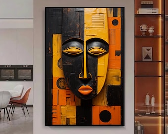 Framed African Tribal Mask Art: Modern Home Decor Poster
