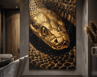 Black and Gold Snake Abstract Art Print (Digital Download)