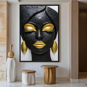 Black and Gold African Woman Canvas Art: Afrocentric Ethnic Decor - Etsy