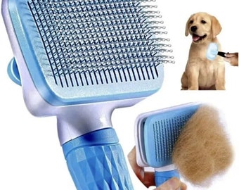 Flossys Way Pet Cat Dog Fur Hair Grooming Shedding Brush Comb Short Long Hair Pet Brush Easy Use Push Button