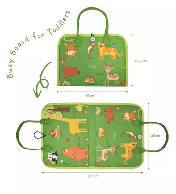 Lavagna Sensoriale Montessori In Feltro Per Bambini, Busy Board Portatile Con Lettere E Numeri, Rosa