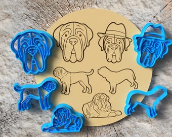 Emporte-pièces Mastiff napolitain - visage Mastiff, chapeau Mastiff, contour Mastiff, pile Mastiff, Mastiff assis - Idée cadeau Mastiff