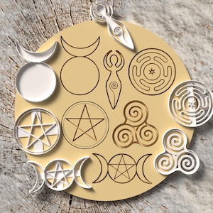 Wicca hednisk kakformsset | Trippelmånepentagram gudinnasymbol | Hednisk häxkonstfondant mystisk gåva