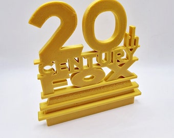 Letrero con logotipo estilo 20th Century Fox, impresión de logotipo en 3D