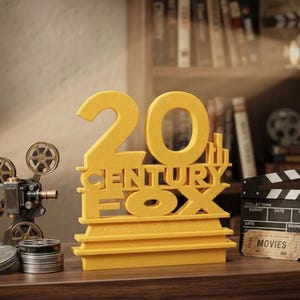 Logo-Schild im Stil von 20th Century Fox, 3D-gedrucktes Logo