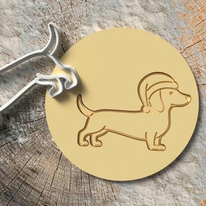 Christmas Dachshund Cookie Cutter - Cute Dog Biscuit with Hat - Gift Idea for Dachshund Lovers
