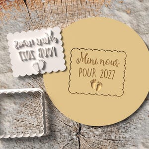Emporte-Pièce Petit Beurre "Mini nous pour 2027" - Annonce Grossesse Originale, Cadeau Future Mamie Papy - Découpoir Biscuit Naissance