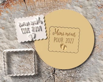 Emporte-Pièce Petit Beurre "Mini nous pour 2027" - Annonce Grossesse Originale, Cadeau Future Mamie Papy - Découpoir Biscuit Naissance