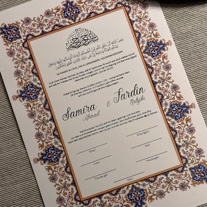 Luxury Nikkah Certificate Dini Nikah Belgesi Nikkah Zertifikat Dokument A5 A4 Eheurkunde Hochzeit Hennaabend Verlobung Personalisiert