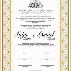 Digital Luxury Nikkah Certificate Dini Nikah Belgesi Nikkah Zertifikat Dokument A5 A4 Eheurkunde Hochzeit Verlobung Personalisiert Design