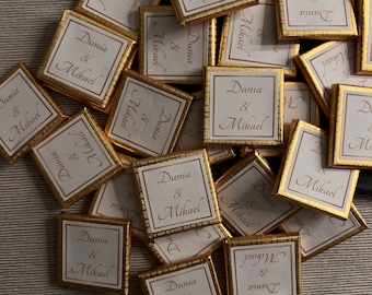 Personalisierte Schokoladen mit Papiersticker Eckig DIY Hochzeit Verlobung Söz Nisan Hennaabend Schokobox Feier Geburtstag Standesamt Arosi