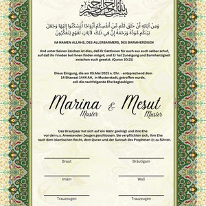 Digital Luxury Nikkah Certificate Dini Nikah Belgesi Nikkah Zertifikat Dokument A5 A4 Eheurkunde Hochzeit Verlobung Personalisiert