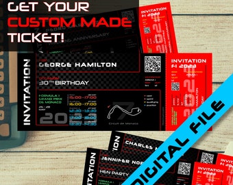 Grand Prix F1 Formula 1 Ticket Voucher Invite Personalised Valentines Day F1 Gift Editable Motor Race Custom made Digital Item