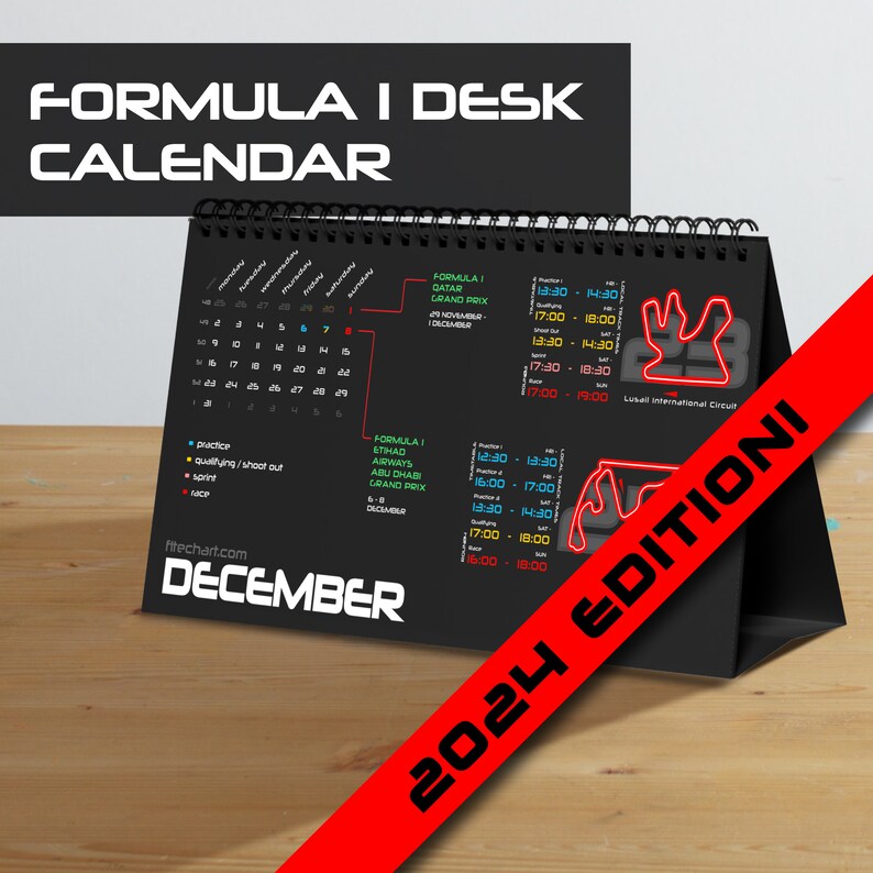 2024 Desk Calendar With Time Tables F1 Gift for Him Etsy Australia