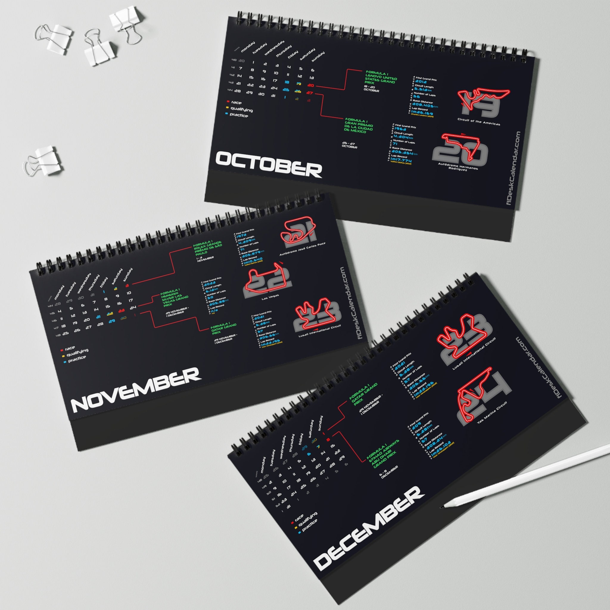 Red Bull Racing Team Color Edition WITH TIME TABLES F1 Desk Calendar